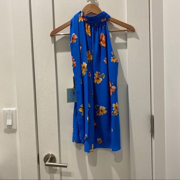 CeCe Floral Print Tie Neck Blouse - Picture 3 of 3